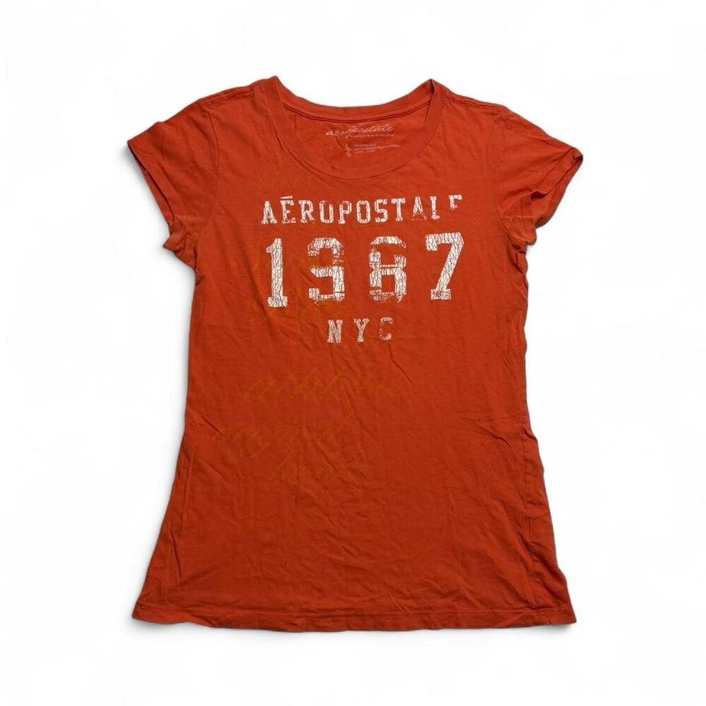 Aeropostale orange graphic baby tee Size L fitted 100% cotton La vibes - Picture 4 of 8